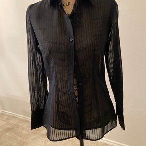 Express Button Down Sheer Pinstripe Top